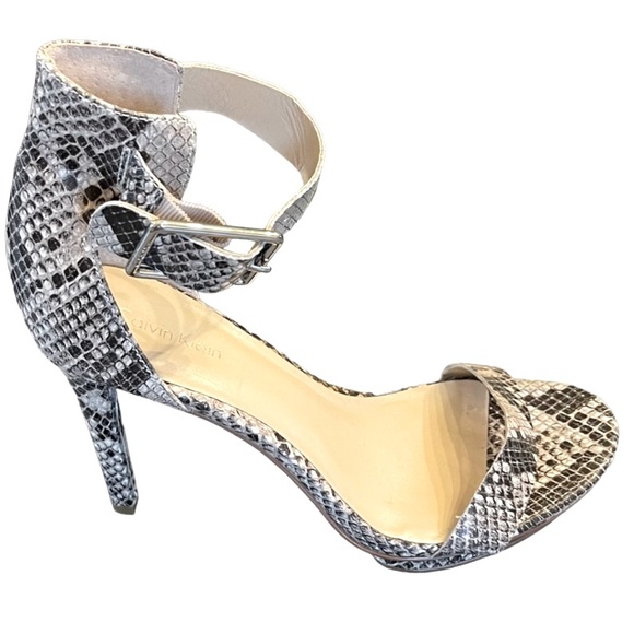 Shoes - 🌻Calvin Klein Snakeskin 4” Double Strap High Heels Size 9.5
